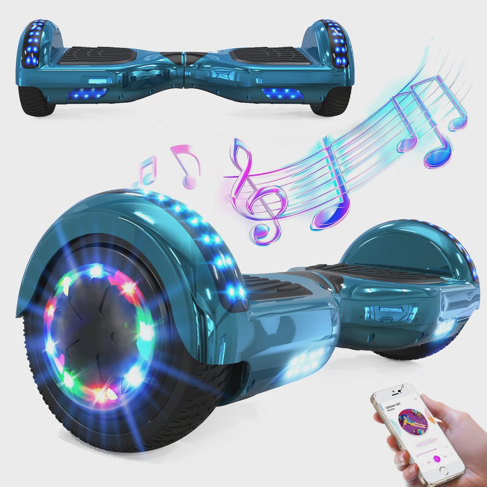 RCB Hoverboard 6.5 Inch Zelfbalancerend Elektrisch voor Kinderen & Volwassenen met Bluetooth en LED Verlichting