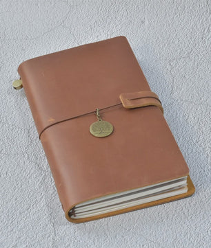 Leren Reisdagboek Navulbaar - Handgemaakt Retro Notitieboek voor Schrijven, Tekenen & Cadeau