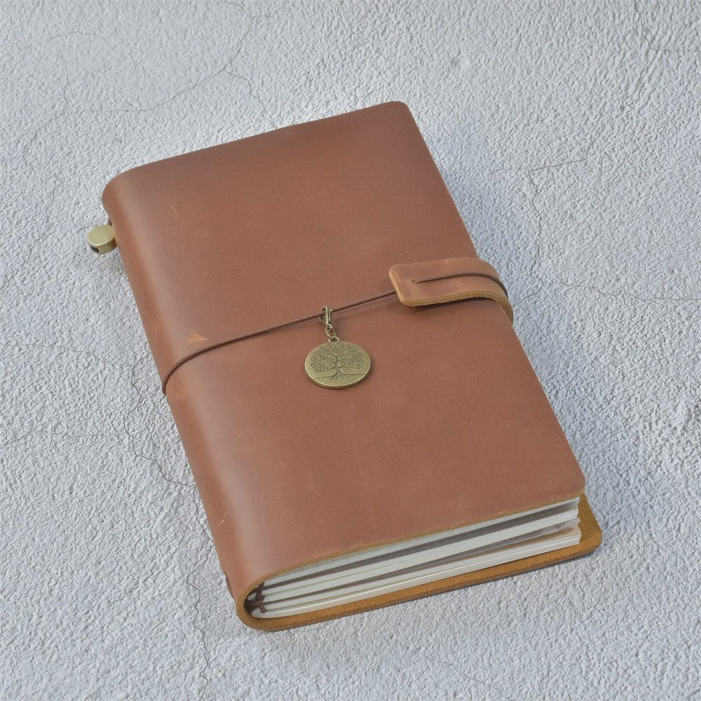 Leren Reisdagboek Navulbaar - Handgemaakt Retro Notitieboek voor Schrijven, Tekenen & Cadeau
