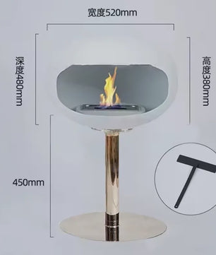 Vrijstaande Bio-ethanol Haard - Ovalen Bol Design met Echte Vlam