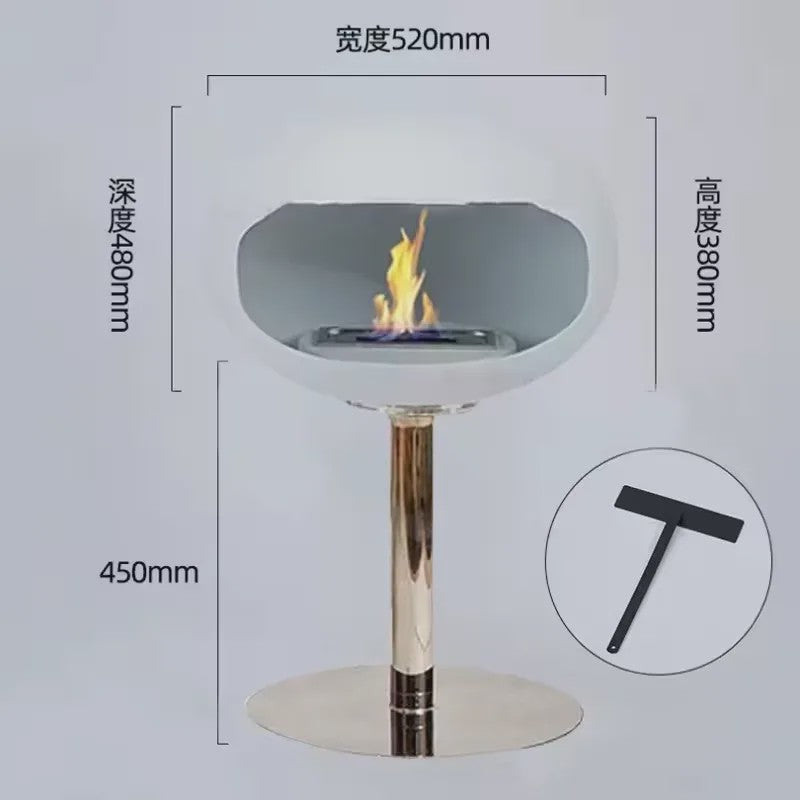 Vrijstaande Bio-ethanol Haard - Ovalen Bol Design met Echte Vlam