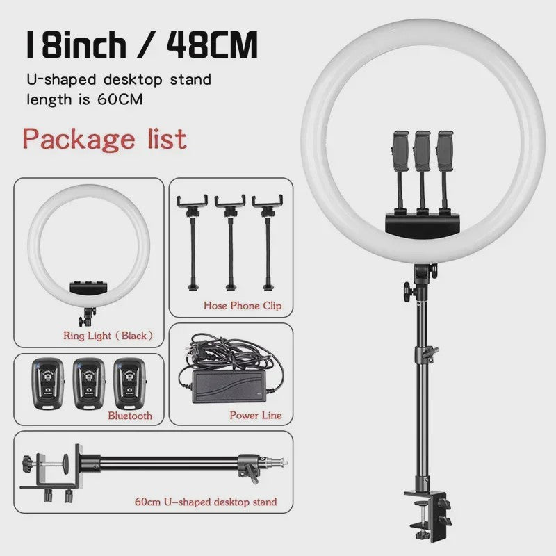 18 Inch Ring Light LED Lamp met Verstelbaar Statief & Telefoonhouder voor YouTube, Foto & Studio
