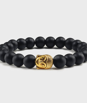 Buddha Hoofd Armband - Natuursteen & Lavasteen Kralen - Yoga & Gebedssieraden voor Dames en Heren