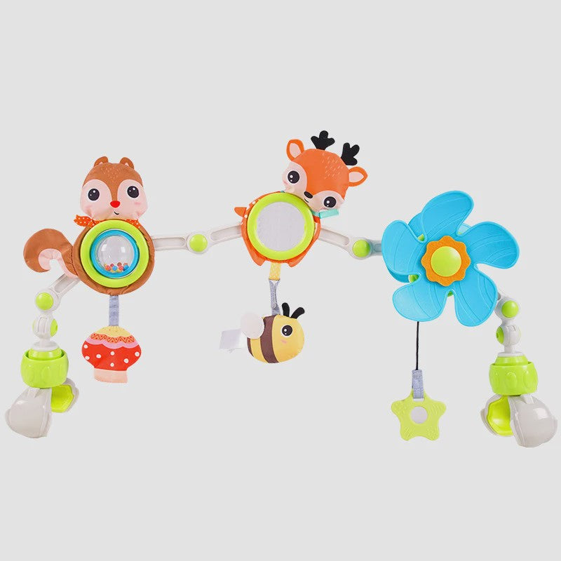 Multifunctionele Baby Activiteitenboog met Muziek & Speelgoed - Kinderwagen, Reiswieg, Autostoel