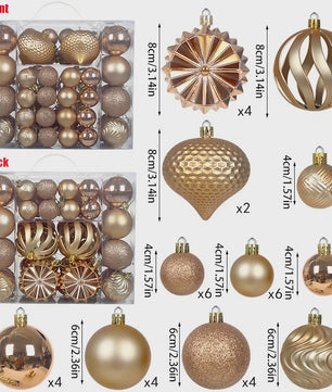 48x Kerstballen Set 4/6/8cm - Diverse Vormen & Afwerkingen - Decoratie Hangertjes