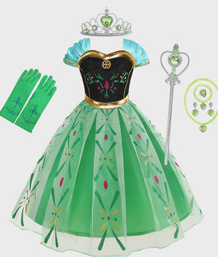 Prinsessenjurk Anna Frozen Kinderkostuum - Feestelijk Verkleedjurkje