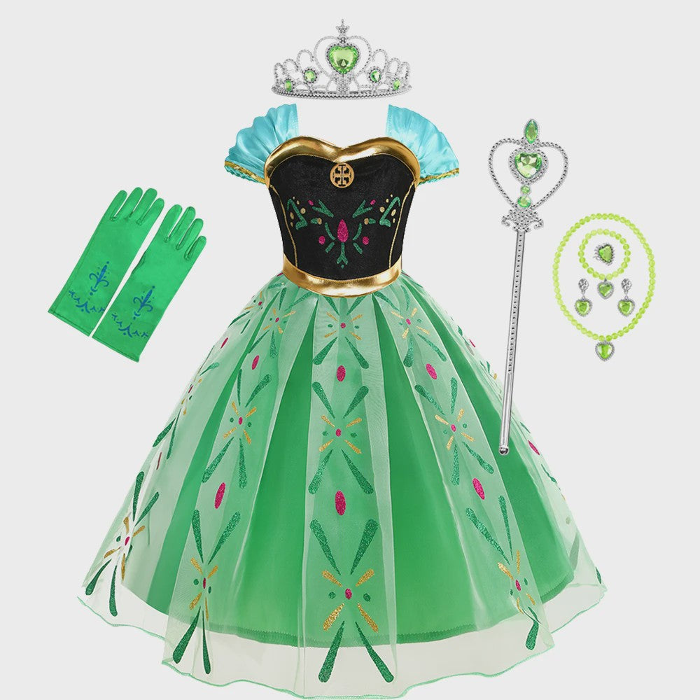 Prinsessenjurk Anna Frozen Kinderkostuum - Feestelijk Verkleedjurkje