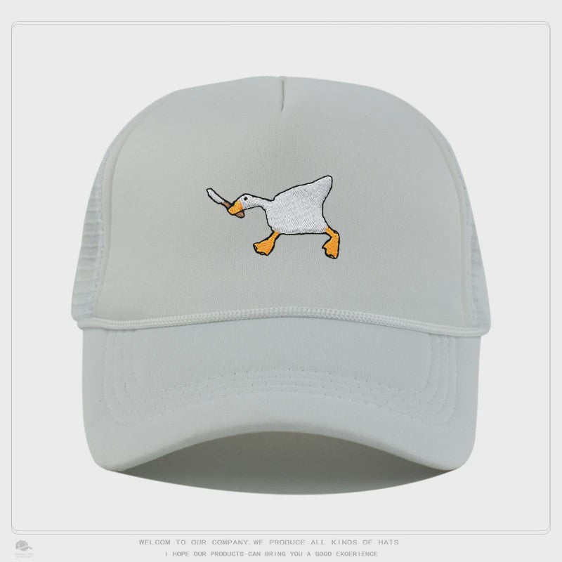 Unieke Geborduurde Baseball Cap met Gans Patroon - Casual Stadsstijl