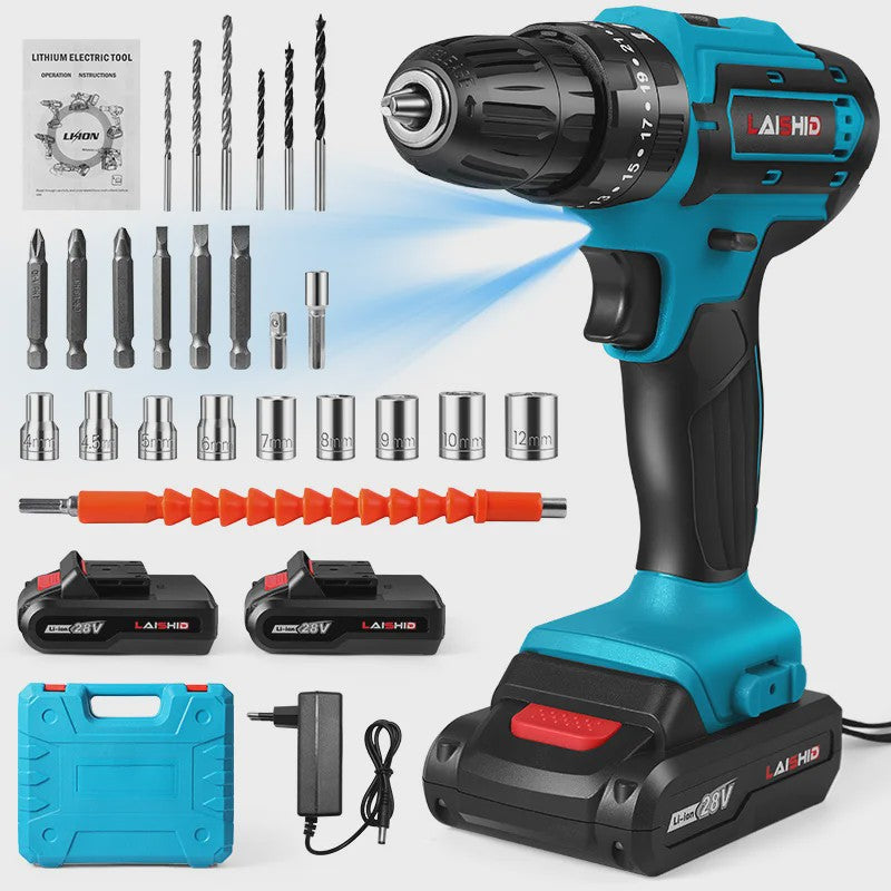 Krachtige 21V Accu Klopboormachine & Schroefmachine met Lithium-Ion Batterij - Draadloos Elektrisch Gereedschap