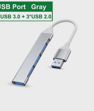 4-in-1 USB 3.0 Hub met 5Gbps Snelheid - Draagbare OTG Adapter
