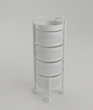 Draaibare Keuken Trolley 3-5 Laags - Carbon Staal Mesh Opbergrek met Wielen & Deksel