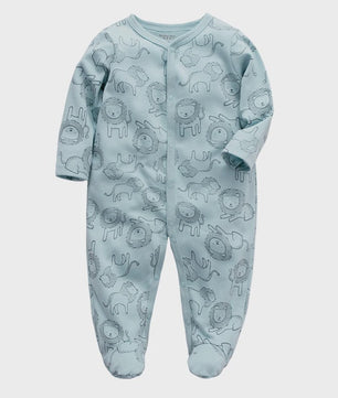 Katoenen Newborn Pyjama met Voetjes en Ritssluiting - Romper voor Jongens en Meisjes (0-12 Maanden)