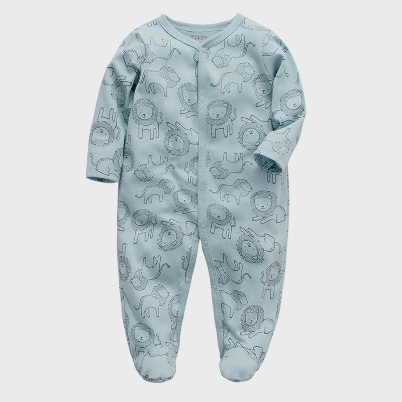 Katoenen Newborn Pyjama met Voetjes en Ritssluiting - Romper voor Jongens en Meisjes (0-12 Maanden)
