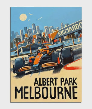 Retro F1 Formule 1 Raceauto Posters - Neon City Canvas Muurkunst