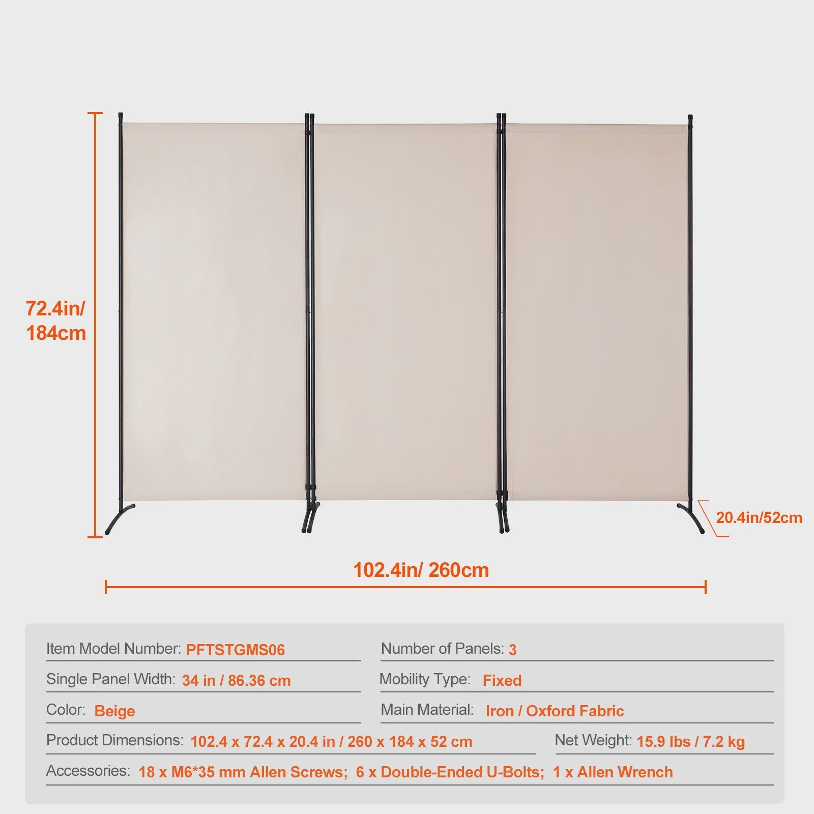 Modulair Kamerscherm 3/4/6 Panelen - Flexibele Afscheiding voor Kantoor, Slaapkamer, Hotel