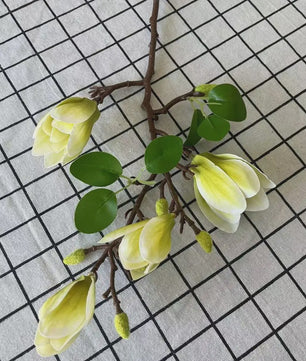 Zijden Magnolia Boeket - Kunstbloemen voor Bruiloft, Decoratie & DIY
