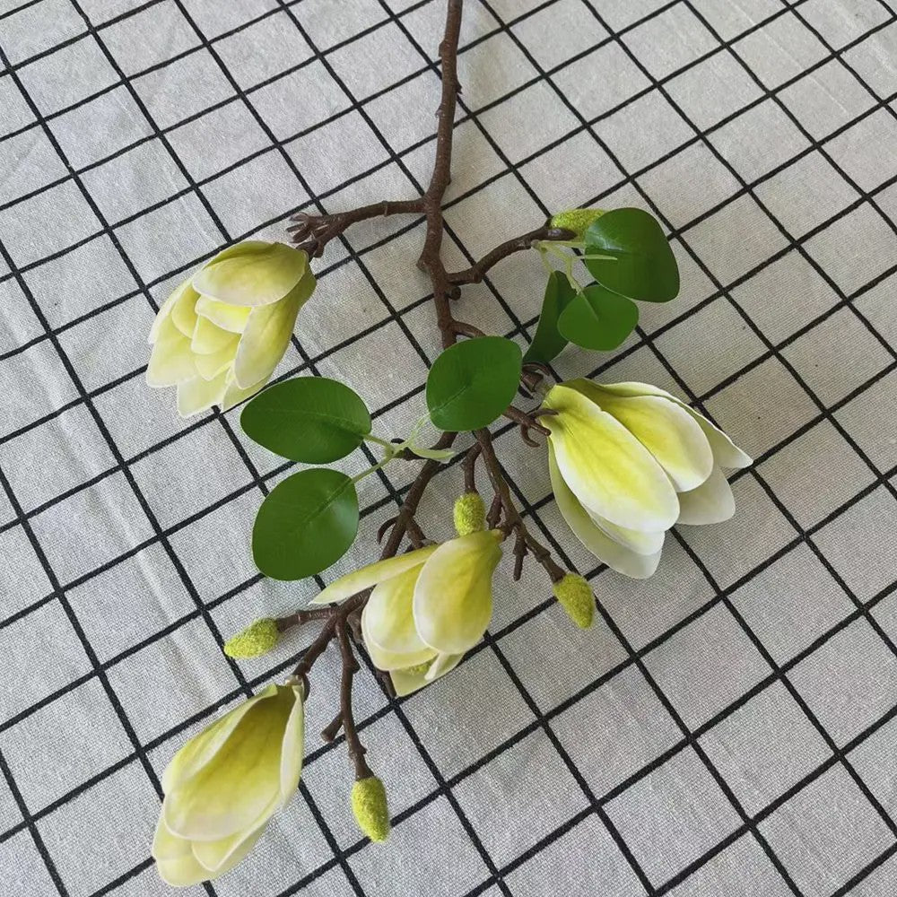 Zijden Magnolia Boeket - Kunstbloemen voor Bruiloft, Decoratie & DIY