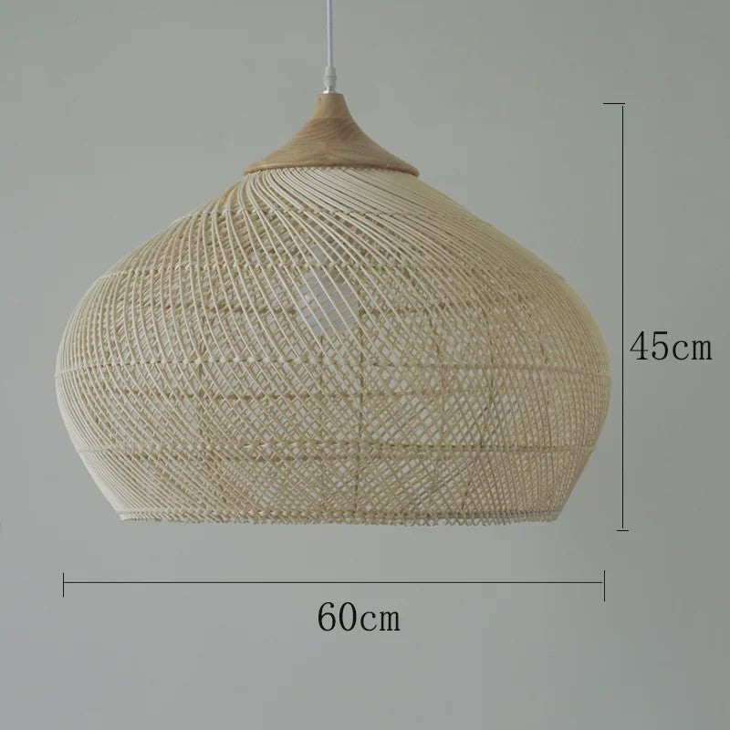 Boho Rotan Hanglamp met Houten Top - Sfeervolle Verlichting voor Woonkamer, Keuken & Eetkamer