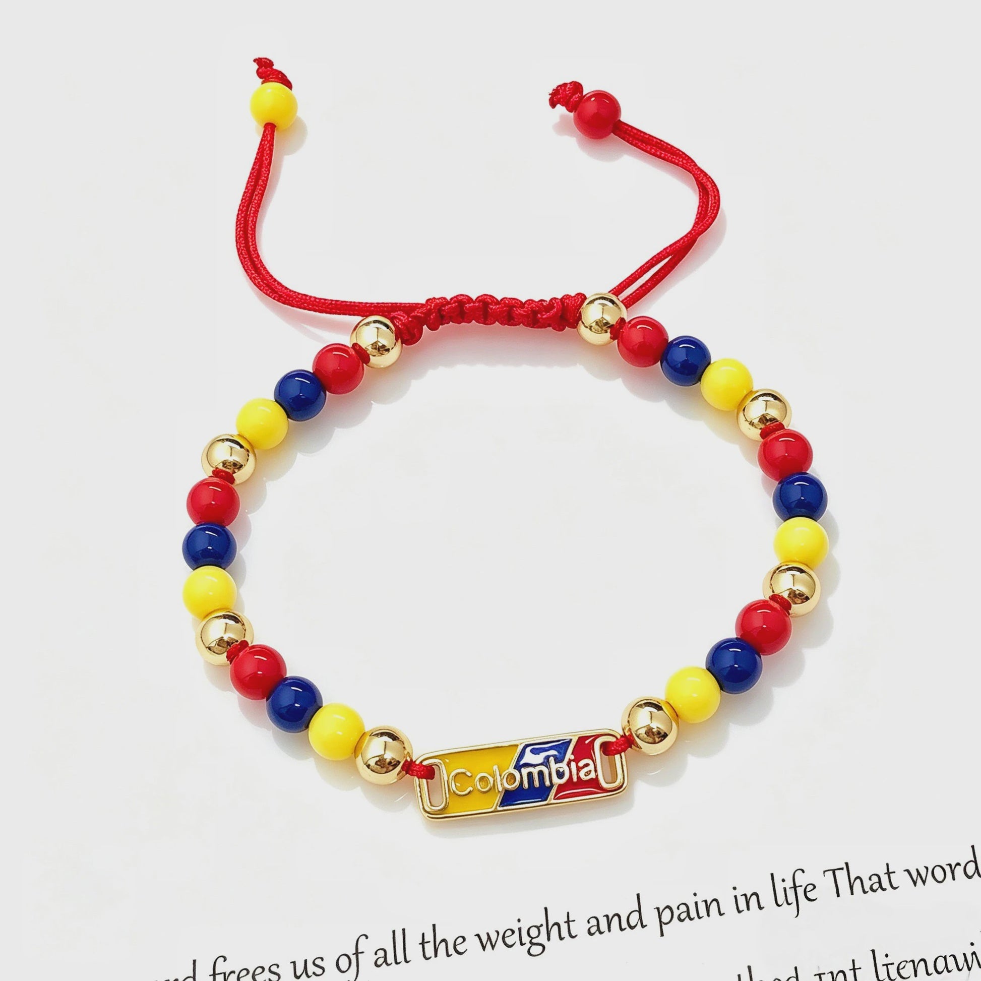Colombia Vlag Armband - Verstelbaar Patriotisch Sieraden met Rood, Geel en Blauwe Kralen