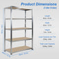 5-Laags Heavy Duty Metalen Stellingkast - 1000kg Draagvermogen - Boutloos Ontwerp - Verstelbare MDF Planken