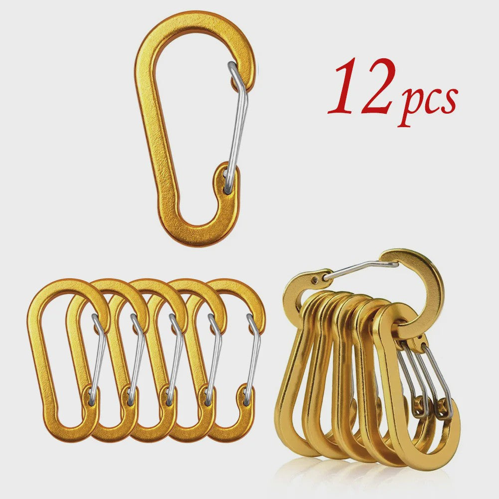 Aluminium Karabijnhaak Clips - Set van 1/6/12 stuks - Sleutelhanger, Outdoor, Camping, Wandelen