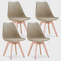 Set van 4 Scandinavische Eetkamerstoelen met Houten Poten en PU Comfortkussen