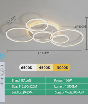 Moderne LED Plafondlamp Chandelier - Dimbare Ring Lamp voor Woonkamer & Slaapkamer