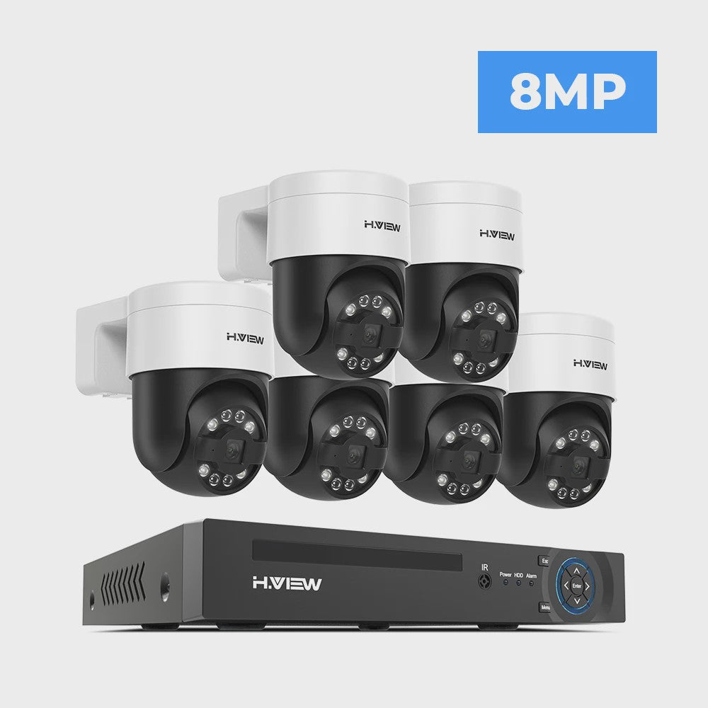 H.VIEW 8-Kanaals 4K/8MP Beveiligingscamera Systeem met PTZ & Humanoid Detectie - Complete Kit