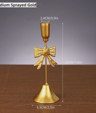 Luxe Gouden Kandelaar Set met Strik - Sfeervolle Decoratie