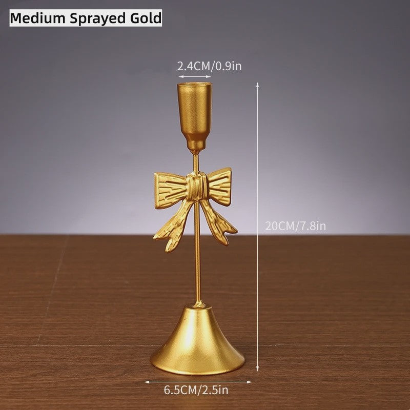 Luxe Gouden Kandelaar Set met Strik - Sfeervolle Decoratie