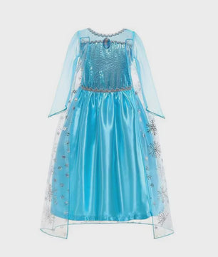 Elsa Prinsessenjurk Meisjes - Lange Mouwen, Sneeuwvlokken & Glitter - Perfect voor Feestjes & Carnaval