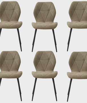 Set van 2, 4 of 6 Moderne Eetkamerstoelen - Comfortabel Gestoffeerd met Stalen Poten