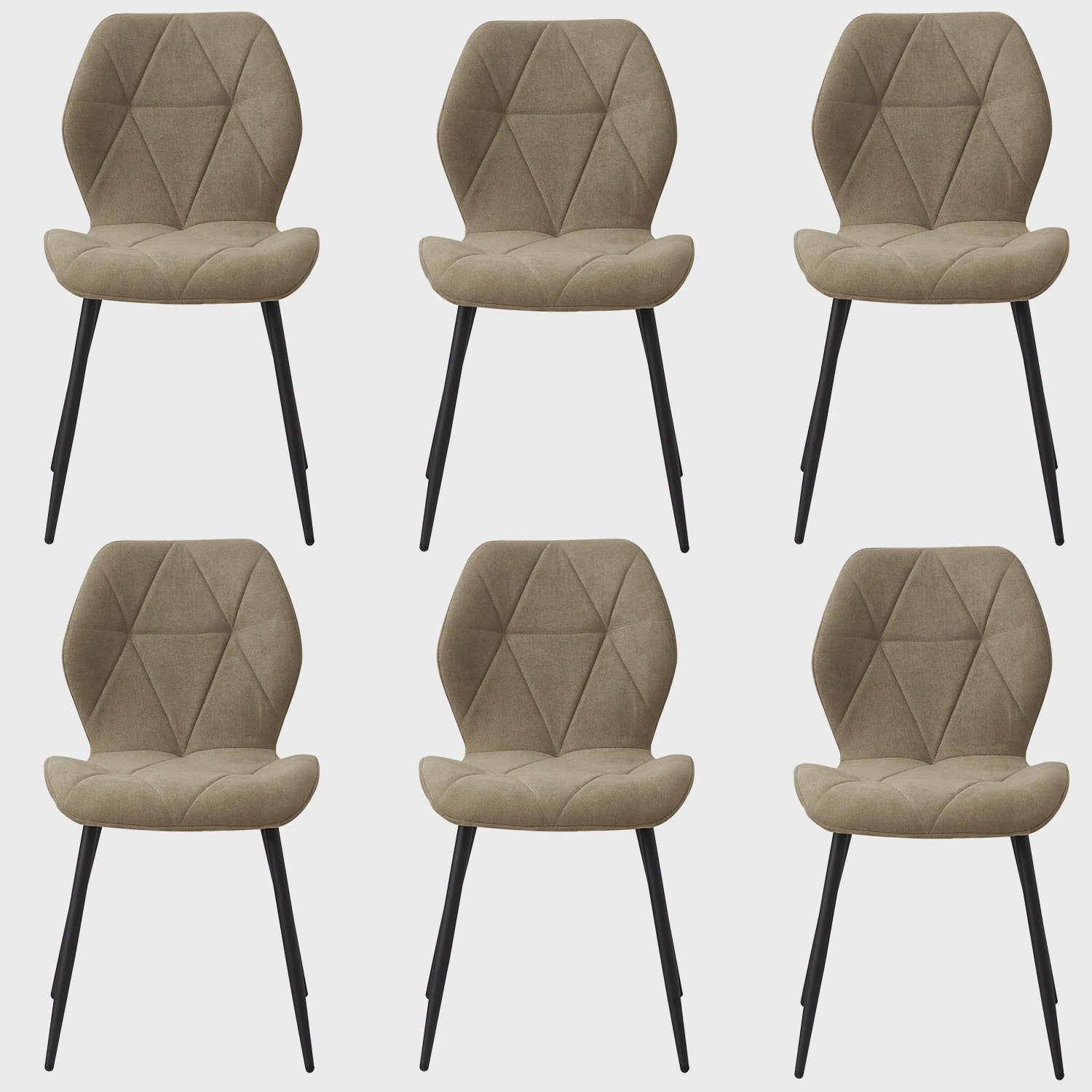 Set van 2, 4 of 6 Moderne Eetkamerstoelen - Comfortabel Gestoffeerd met Stalen Poten