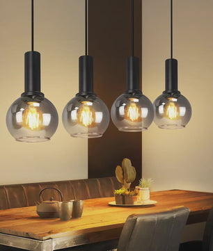3-Lichts Hanglamp Glas - Vintage Stijl Pendellamp voor Eettafel & Woonkamer - In Hoogte Verstelbaar
