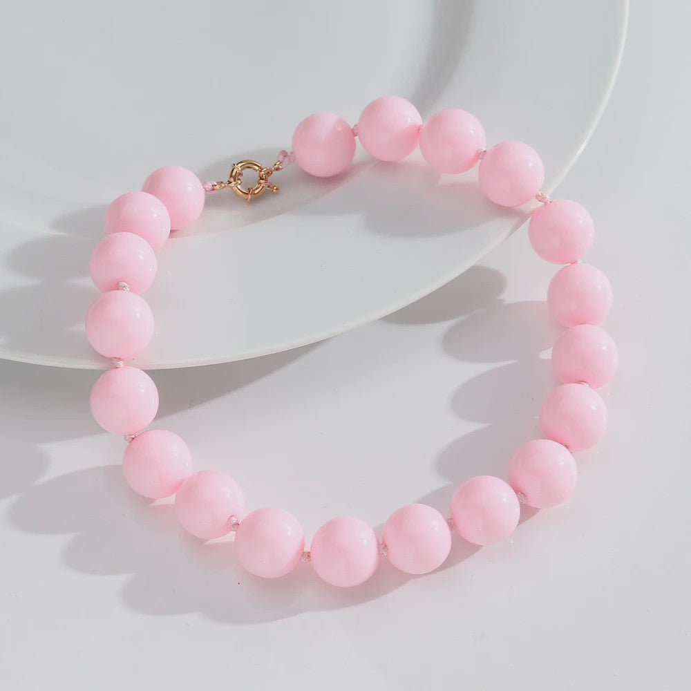Handgemaakte Retro Acryl Ketting met Grote Kleurrijke Kralen - Statement Choker