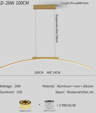 Moderne LED Boog Hanglamp - Stijlvolle Verstelbare Plafondlamp voor Eetkamer & Keuken