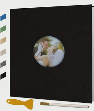 Luxe Linnen Scrapbook Album - Zelfklevend, 40 Pagina's voor 4x6, 5x7, 8x10 Foto's - Inclusief Pen & Tool - Perfect voor Familie & Bruiloft