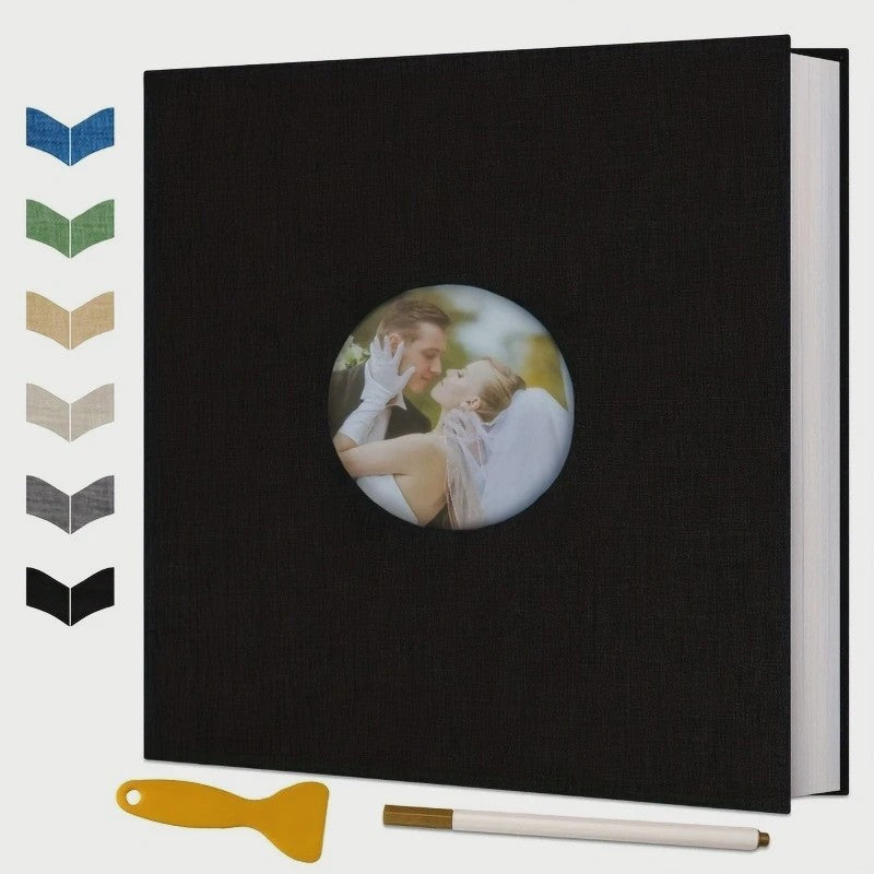 Luxe Linnen Scrapbook Album - Zelfklevend, 40 Pagina's voor 4x6, 5x7, 8x10 Foto's - Inclusief Pen & Tool - Perfect voor Familie & Bruiloft