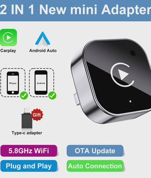 Draadloze CarPlay & Android Auto Adapter: Upgrade uw auto met 2-in-1 Plug & Play Dongle