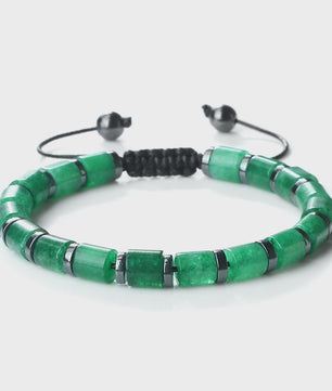 Blauwe Cilindervormige Agate Armband - Gevlochten Natuursteen Bangle voor Dames en Heren