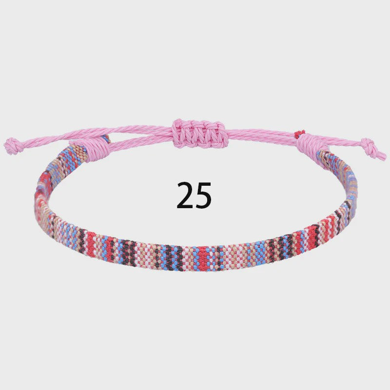 Handgemaakte Boho Anklet Armband - Geweven Stof, Verstelbaar, Beach & Ethnic Stijl