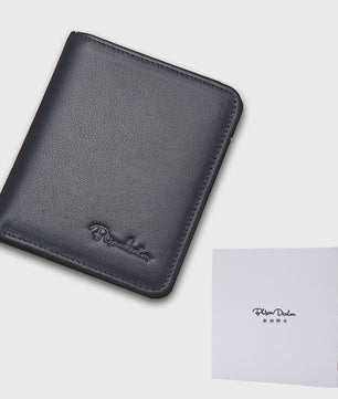 Bison Denim Heren Portemonnee - Echt Leer, Zwart, Mini Model N4429