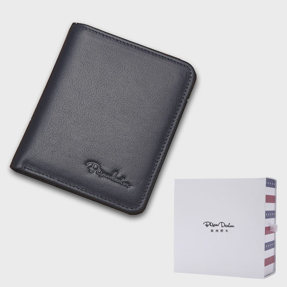Bison Denim Heren Portemonnee - Echt Leer, Zwart, Mini Model N4429