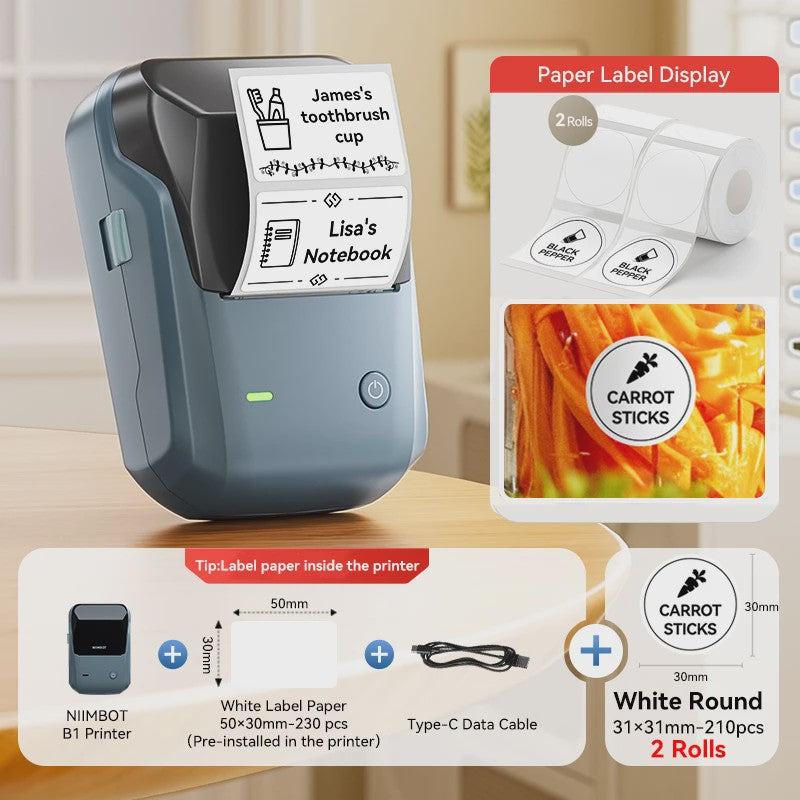 Niimbot B1 Draadloze Thermische Labelprinter - Ideaal voor Kleine Bedrijven, Huis & Cadeaus