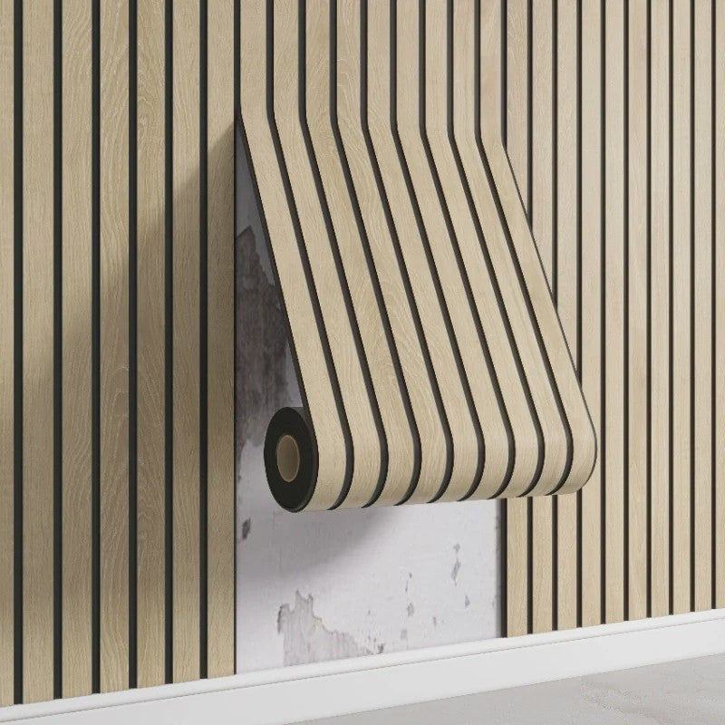 3D Houten Lamellen Behang - Zelfklevend, Waterdicht & Verdikkend - Wanddecoratie