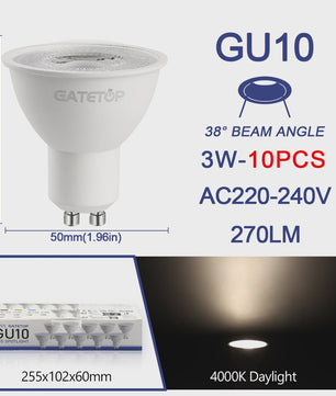 10x GU10 LED Spot Lamp 3W - Kies Warm Wit, Neutraal Wit of Koel Wit (3000K-6000K)