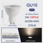 10x GU10 LED Spot Lamp 3W - Kies Warm Wit, Neutraal Wit of Koel Wit (3000K-6000K)
