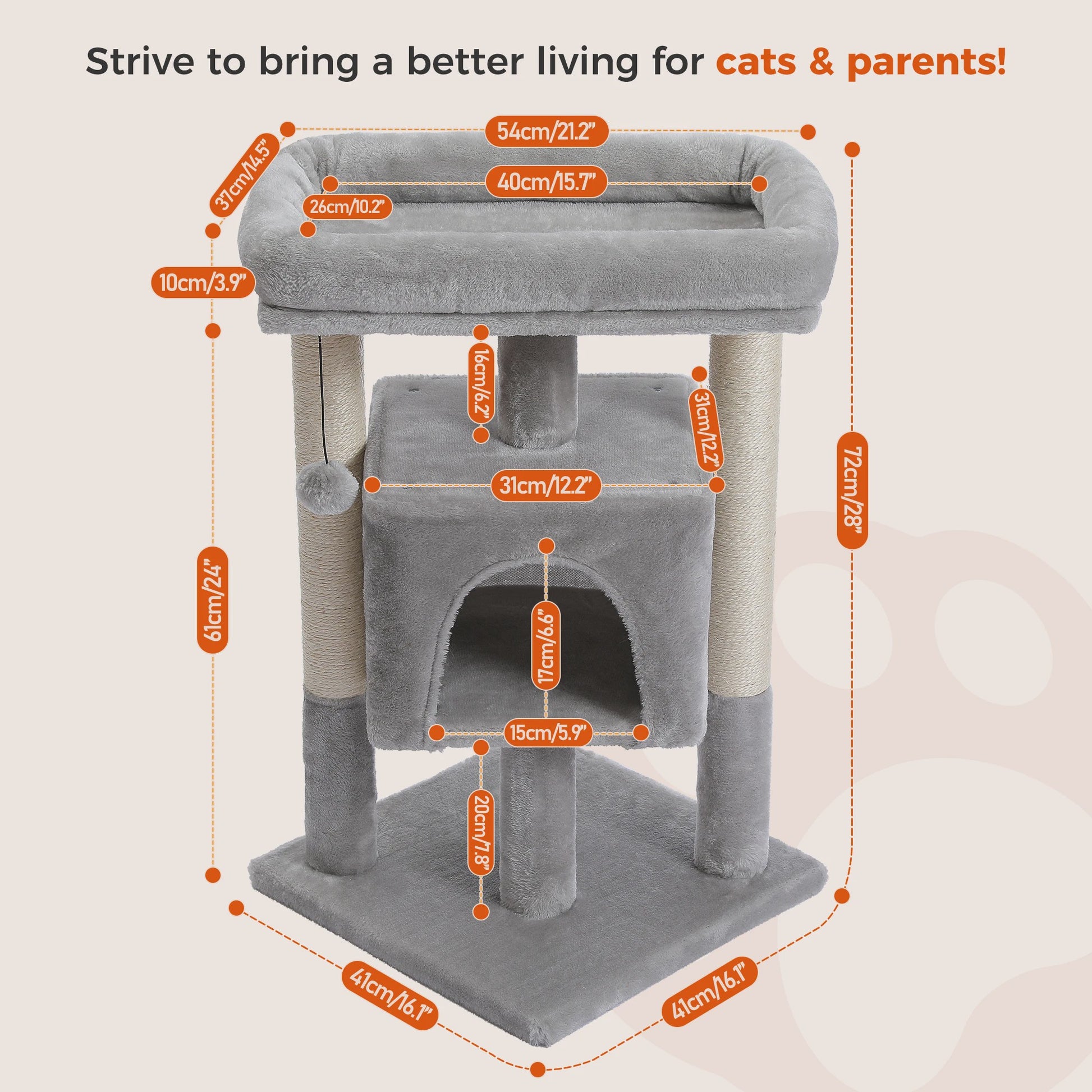 Kattenboom met Condo, Dubbele Perch en Krabpalen - Perfect voor Binnenkatten en Kittens