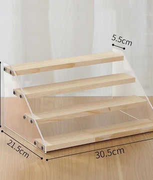 Houten Display Rek met Acryl Plateaus - 2 tot 7 Lagen voor Actiefiguren & Verzamelingen
