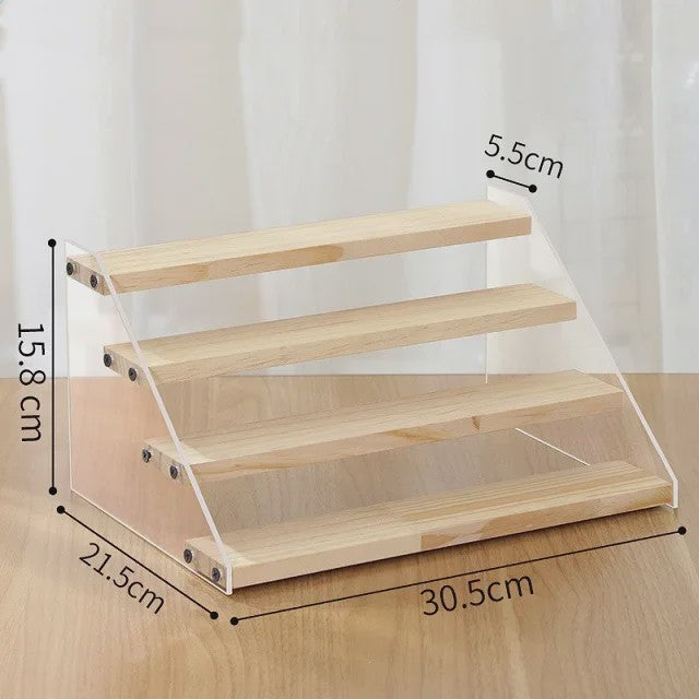 Houten Display Rek met Acryl Plateaus - 2 tot 7 Lagen voor Actiefiguren & Verzamelingen